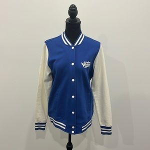 COPY - Bud light blue white fleece whatever USA Athletic Letterman style Bomber…